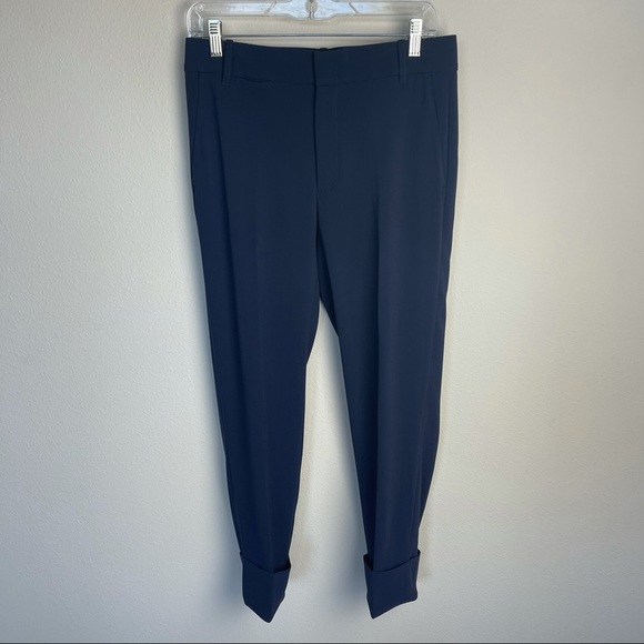 Vince. navy blue rolled hem pants 82% triacetate 18% polyester dress pants sz 4 - Picture 2 of 13